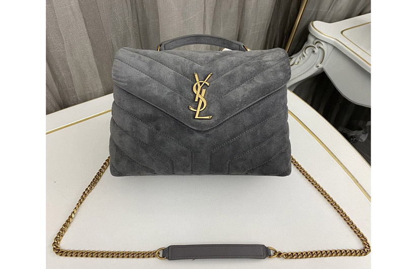 Saint Laurent 494699 YSL LOULOU SMALL Bag IN Grey QUILTED TWEED