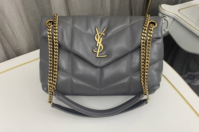 Saint Laurent 577476 YSL LOULOU PUFFER SMALL BAG IN Gray QUILTED LAMBSKIN