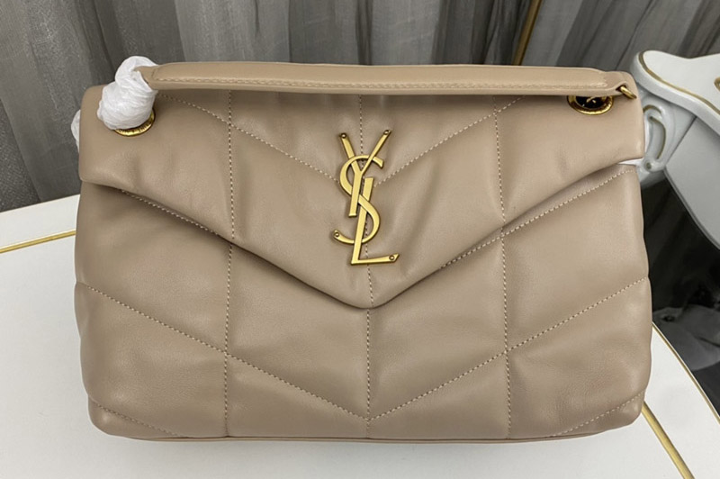 Saint Laurent 577476 YSL LOULOU PUFFER SMALL BAG IN Apricot QUILTED LAMBSKIN