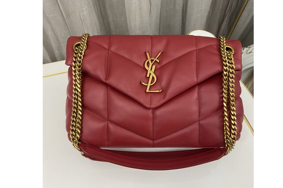 Saint Laurent 577476 YSL LOULOU PUFFER SMALL BAG IN Red QUILTED LAMBSKIN