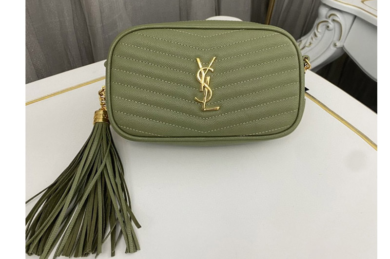 Saint Laurent 612579 YSL MINI LOU bag IN Green QUILTED Leather