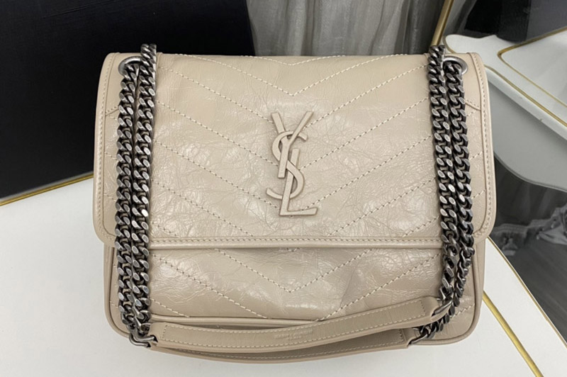 Saint Laurent 633158 YSL NIKI MEDIUM Bag IN Apricot VINTAGE CRINKLED LEATHER