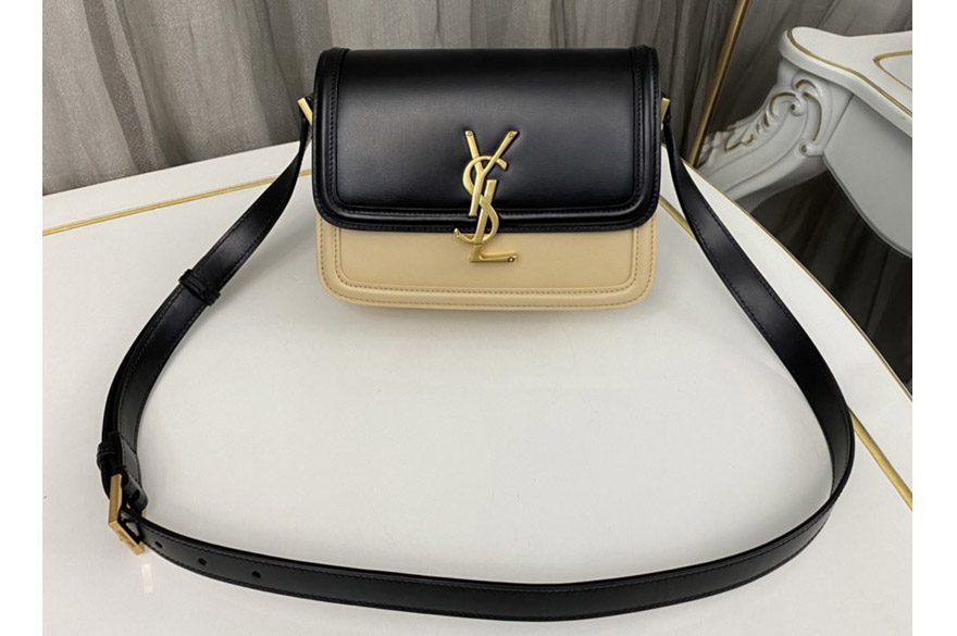 Saint Laurent 634306 YSL SOLFERINO SMALL SATCHEL bag IN Black/Apricot Box Saint Laurent Leather