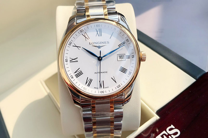 Longines Master Day Date SS 1:1 Best Edition White Textured Dial on SS/RG Bracelet SW200