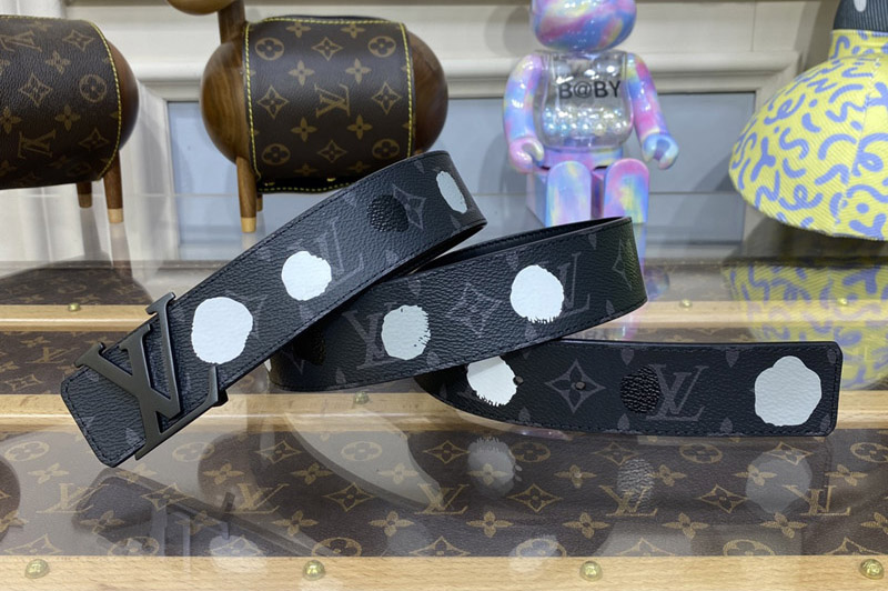 Louis Vuitton M0654S LV X YK LV Initiales 40MM Reversible Belt in Monogram Eclipse canvas and Black calf leather