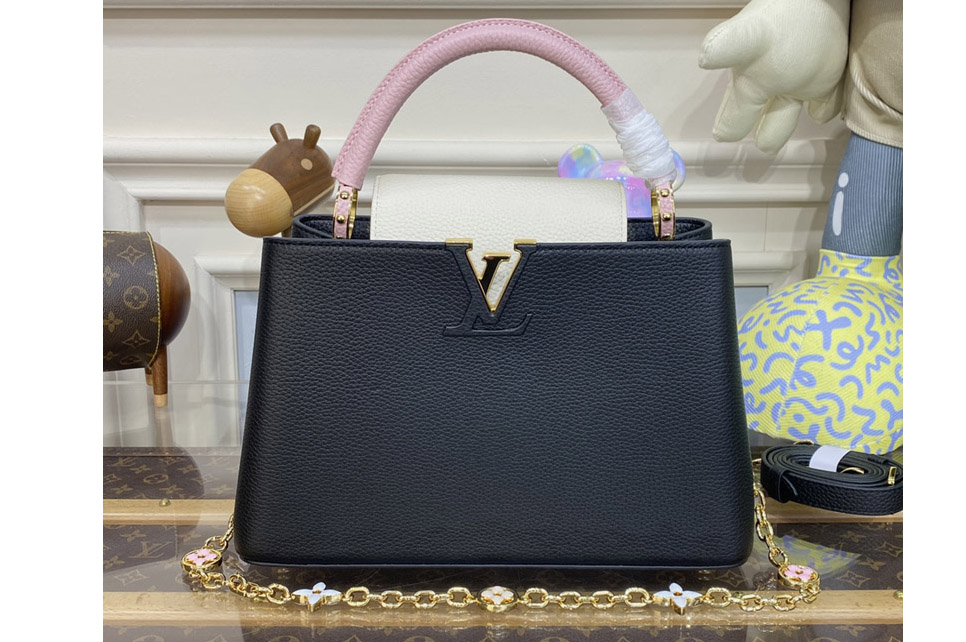 Louis Vuitton M22512 LV Capucines MM handbag in Black Taurillon leather