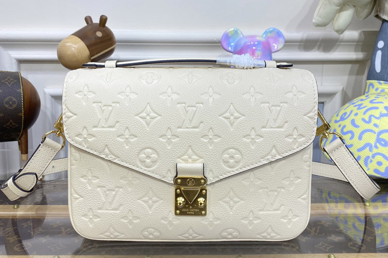 Louis Vuitton M41485 LV Pochette Metis handbag in White Monogram Empreinte embossed supple grained cowhide leather