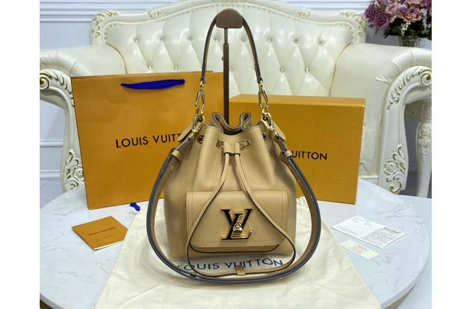 Louis Vuitton M57689 LV Lockme Bucket bag in Tan Grained calf leather