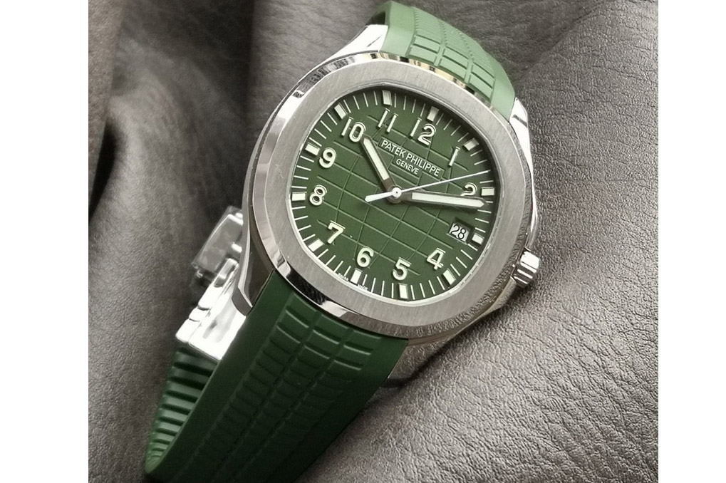 Patek Philippe Aquanaut 5168G 42mm SS 3KF 1:1 Best Edition Green Dial on Green Rubber Strap A324 Super Clone