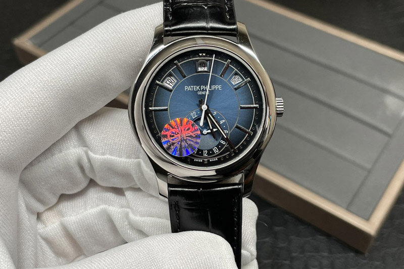 Patek Philippe Annual Calendar Complications 5205R GRF SS Blue dial on Black leather strap