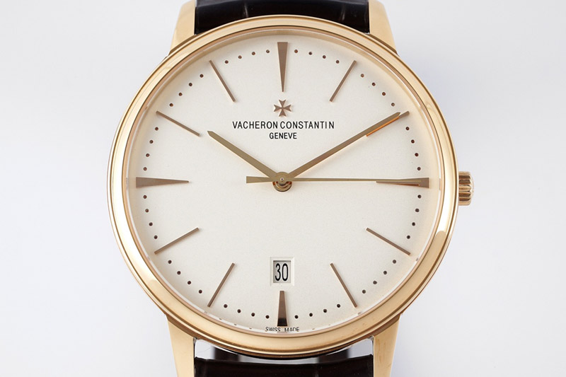 Vacheron Constantin Patrimony Date RG PPF 1:1 Best Edition White Dial on Brown Leather Strap MIYOTA 9015