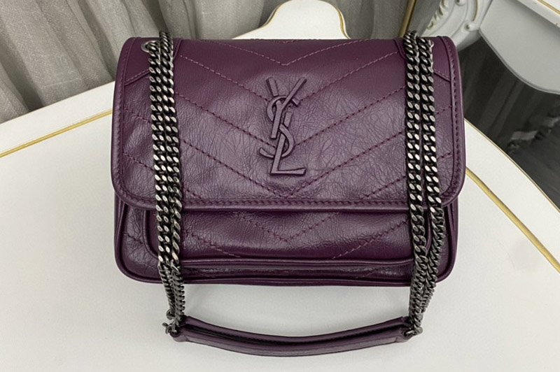 Saint Laurent 633160 YSL NIKI Baby bag IN Purple VINTAGE LEATHER