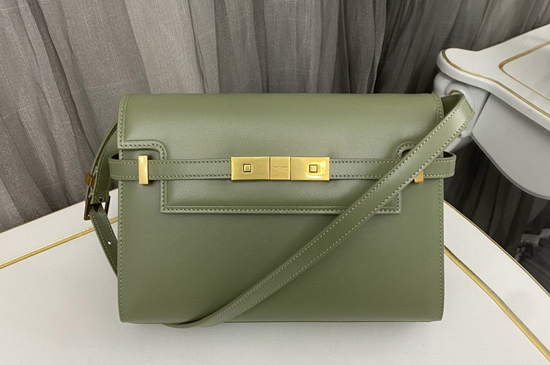 Saint Laurent 675626 YSL MANHATTAN SMALL bag IN Green PATENT LEATHER