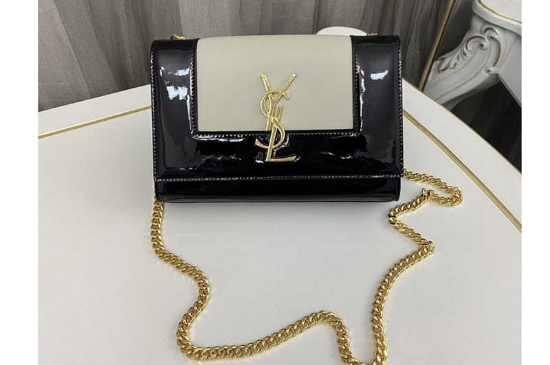 Saint Laurent 742580 YSL KATE SMALL bag IN Black/White NAPPA LEATHER