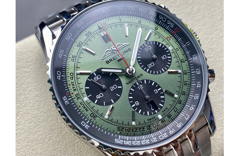 Breitling Navitimer B01 43mm SS B50 Best Edition Green Dial On SS Bracelet A7750