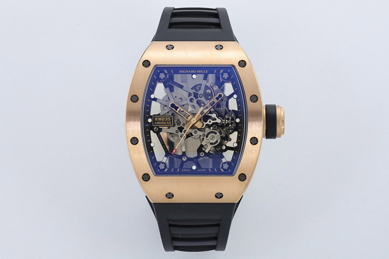Richard Mille RM035 Americas RG ZF 1:1 Best Edition Skeleton Dial on Black Rubber Strap RMUL1 Super Clone