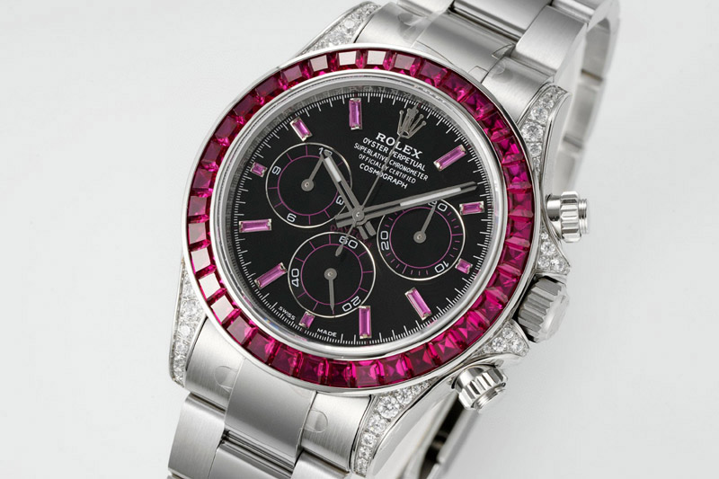 Rolex Daytona Cosmograph Red T Crystals Bezel SS PPMF Best Black Dial On SS Bracelet A4801