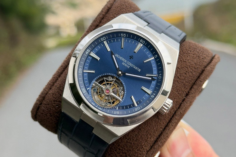 Vacheron Constantin Overseas Tourbillon SS BBS Best Edition Blue Dial on Blue Leather Strap