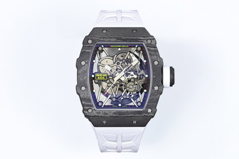 Richard Mille RM035-02 NTPT ZF 1:1 Best Edition Skeleton Dial on White Rubber Strap RMAL1 Super Clone V7