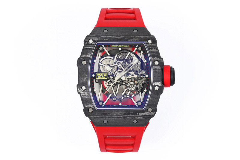 Richard Mille RM035-02 NTPT ZF 1:1 Best Edition Skeleton Dial on Red Rubber Strap RMAL1 Super Clone V7