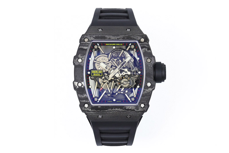 Richard Mille RM035-02 NTPT ZF 1:1 Best Edition Skeleton Dial on Black Rubber Strap RMAL1 Super Clone V7
