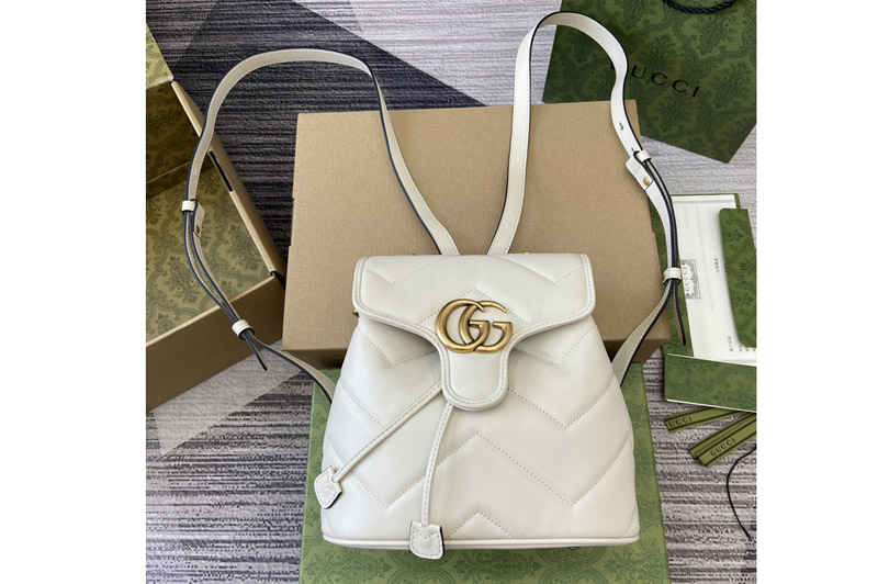 Gucci 777253 GG Marmont mini backpack in White leather