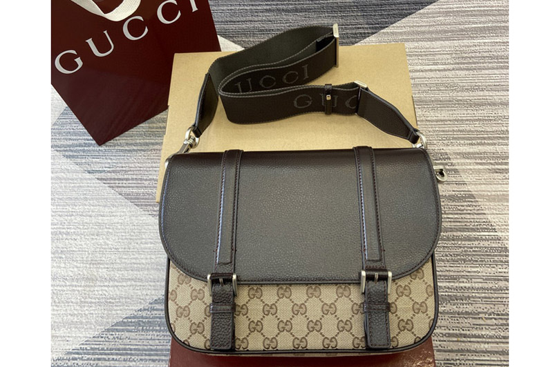 Gucci 794872 GG Crossbody Bag in Beige and ebony Original GG canvas