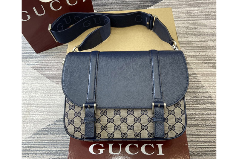 Gucci 794872 GG Crossbody Bag in Beige and blue Original GG canvas
