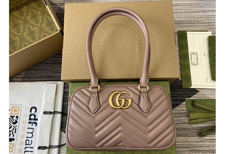 Gucci 795199 GG Marmont small top handle bag in Pink leather