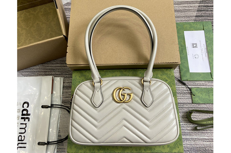 Gucci 795199 GG Marmont small top handle bag in White leather