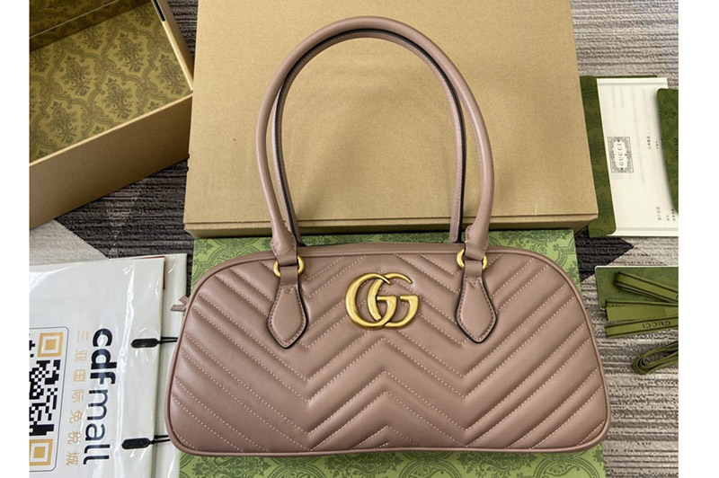Gucci 795218 GG Marmont Medium top handle bag in Pink leather