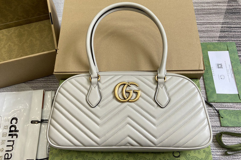 Gucci 795218 GG Marmont Medium top handle bag in White leather