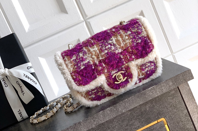 CC A69900 Mini Classic Handbag in Fuschia/Pink Tweed