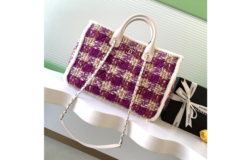 CC AS5689 Shopping Bag in Fuschia/Pink Tweed