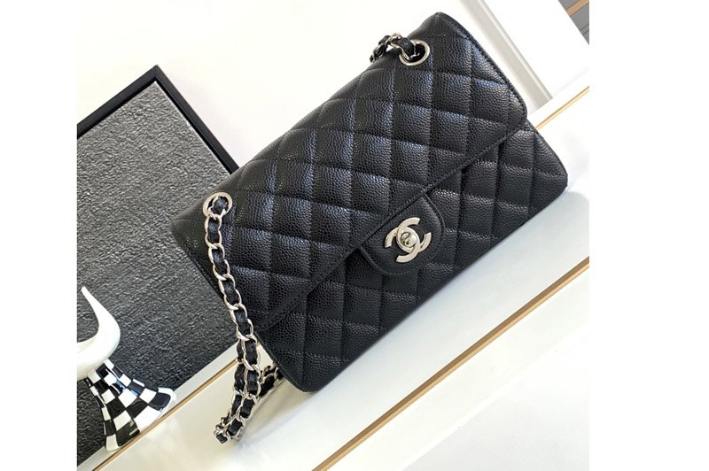 CC Small Classic Handbag A01113 in Black Leather
