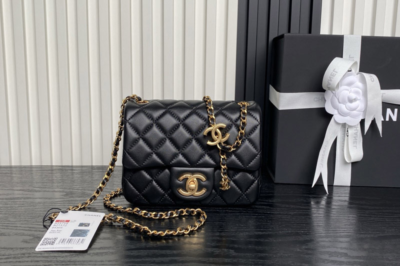 CC AS5758 Mini Flap Bag in Black Leather
