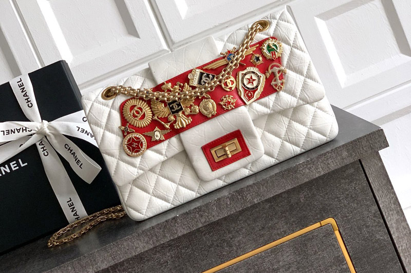 CC 2.55 Handbag in White Leather