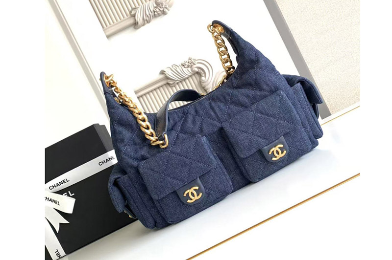 CC AS5302 Maxi Hobo Bag in Blue Denim