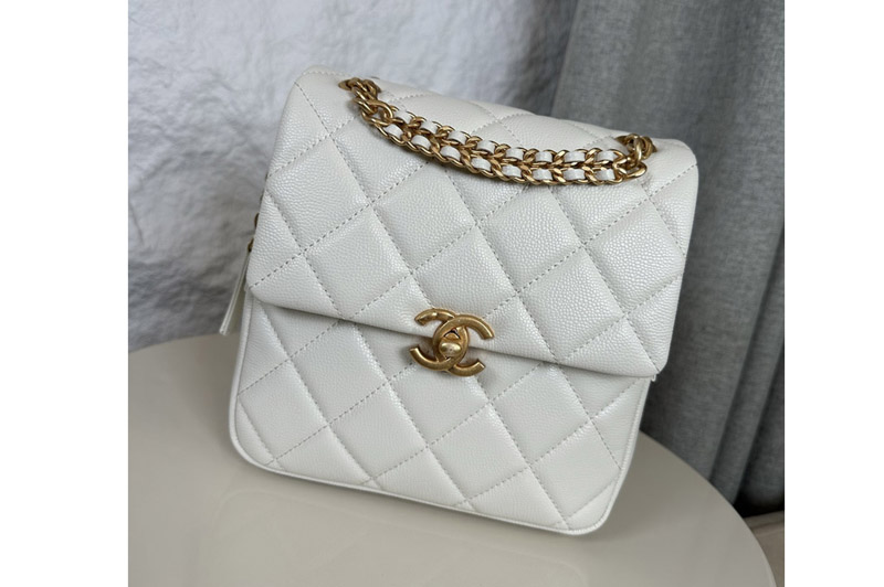 CC AS5711 Backpack in White Leather