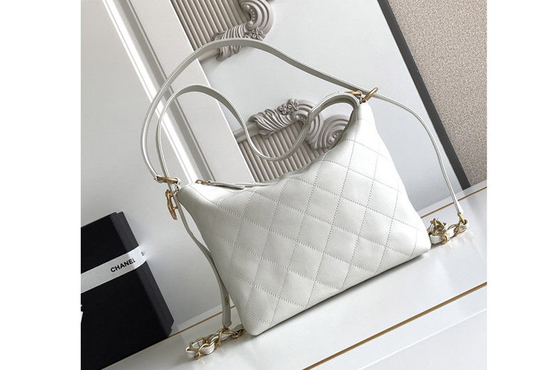CC Small Hobo Bag in White Leather
