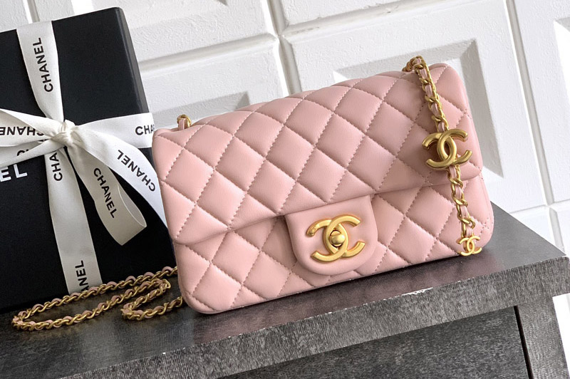 CC AS5759 Mini Flap Bag in Pink Leather
