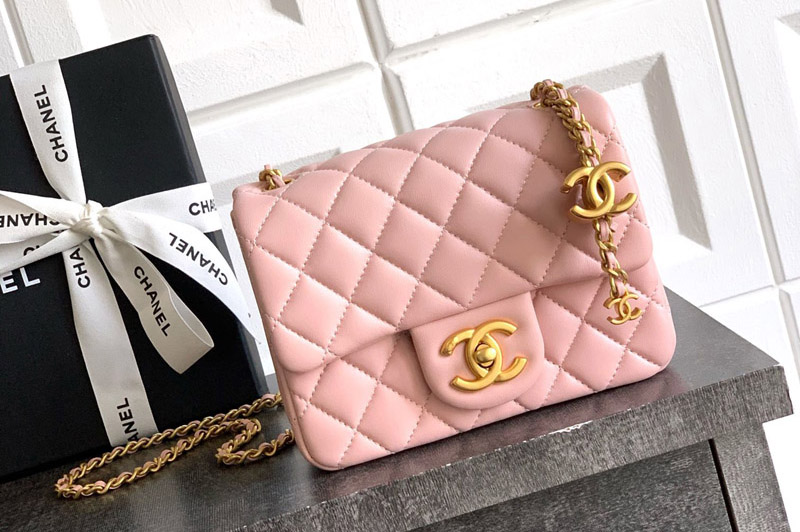 CC AS5758 Mini Flap Bag in Pink Leather