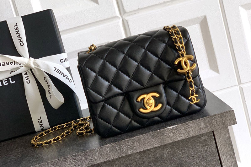 CC AS5758 Mini Flap Bag in Black Leather