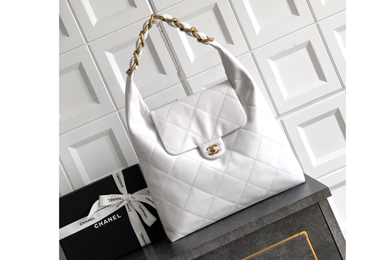 CC Hobo Bag in White Leather