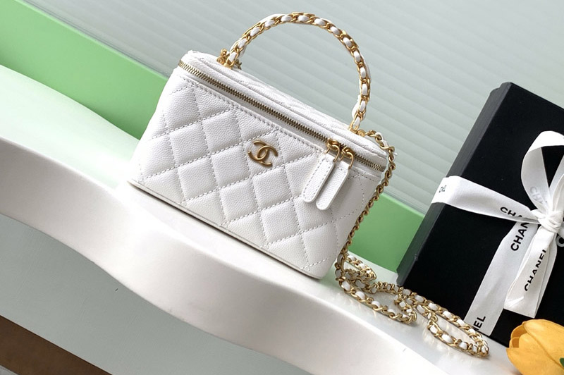 CC AP4842 Long Vanity With Chain in White Leather