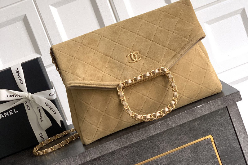 CC Large Hobo Handbag in Tan Suede