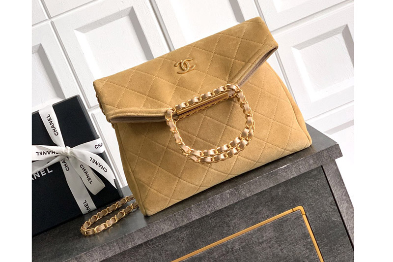 CC Small Hobo Handbag in Tan Suede