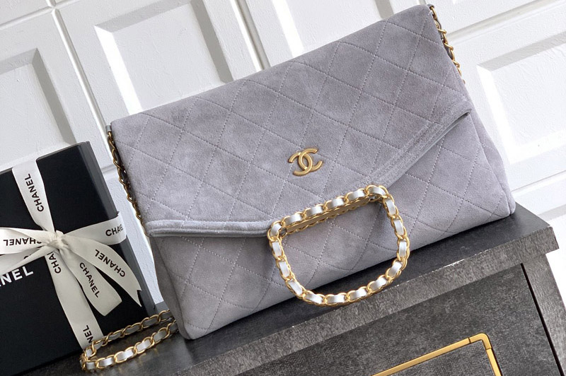 CC Large Hobo Handbag in Gray Suede