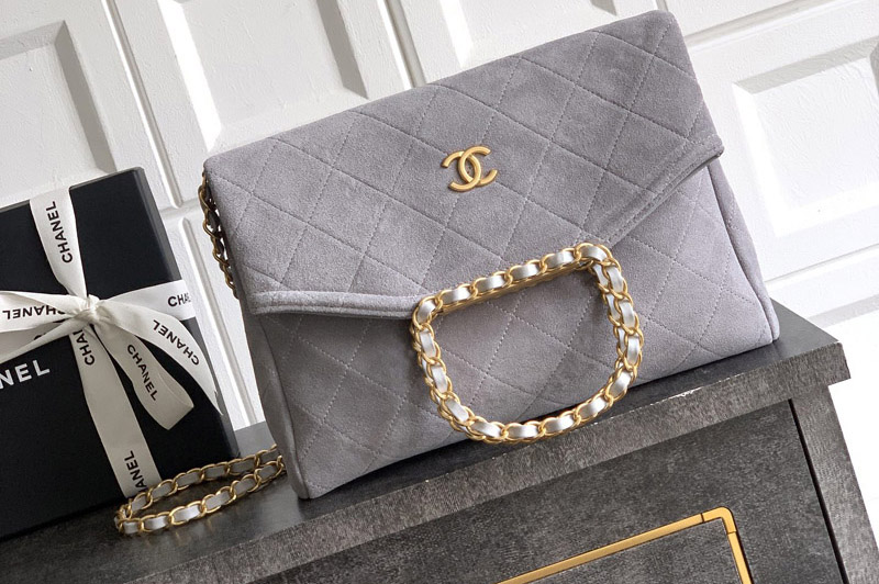 CC Small Hobo Handbag in Gray Suede
