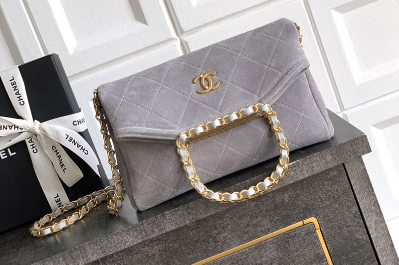 CC Mini Hobo Handbag in Gray Suede